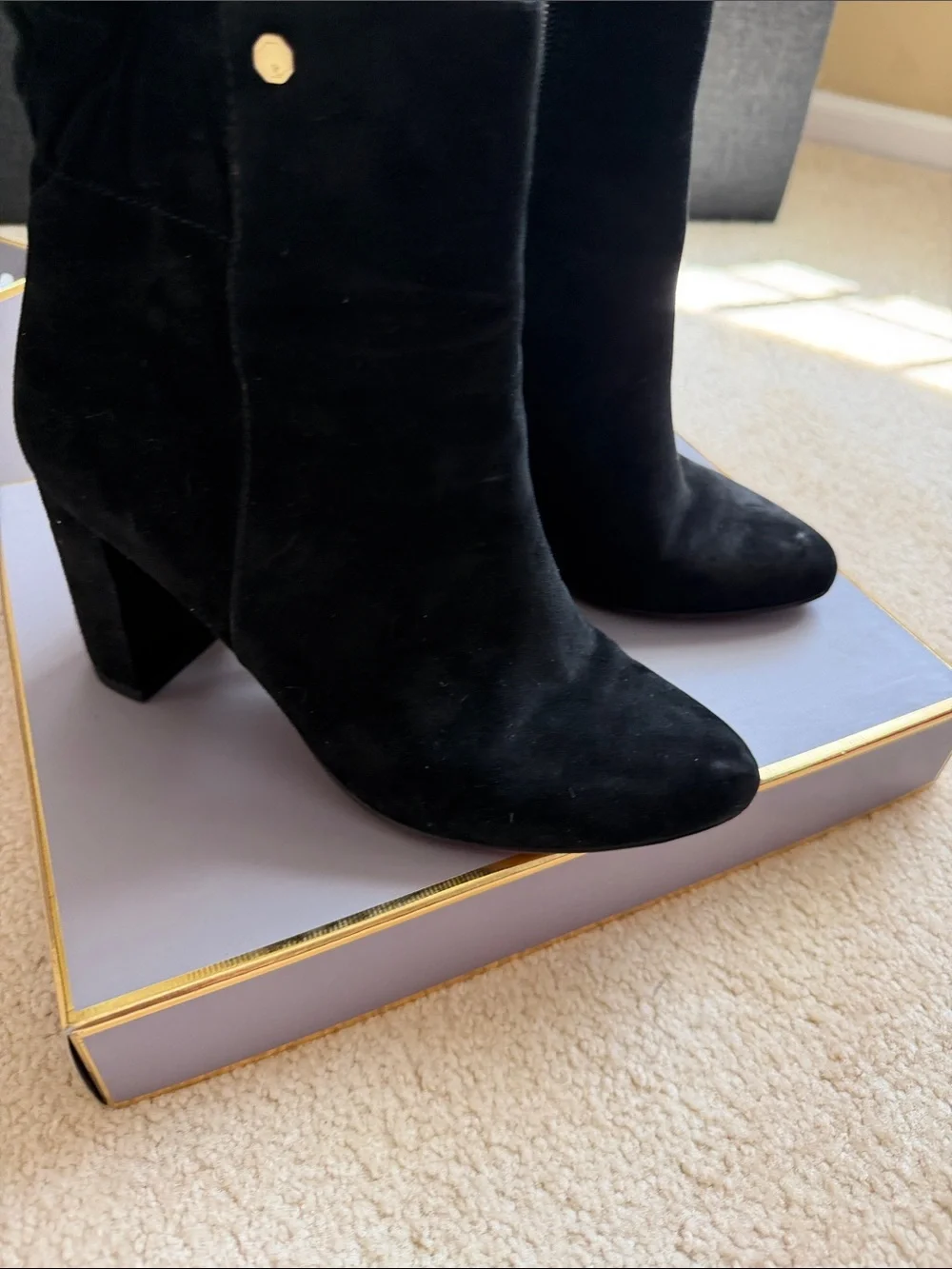 Louise et Cie Black Suede High Block Heel Ankle Boots